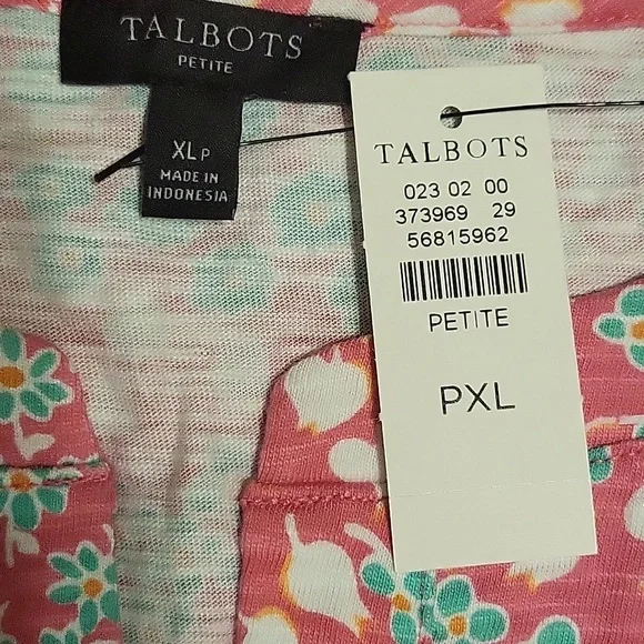 Talbot's Split Neck Floral Print Tee Shirt - Picture 3 of 7